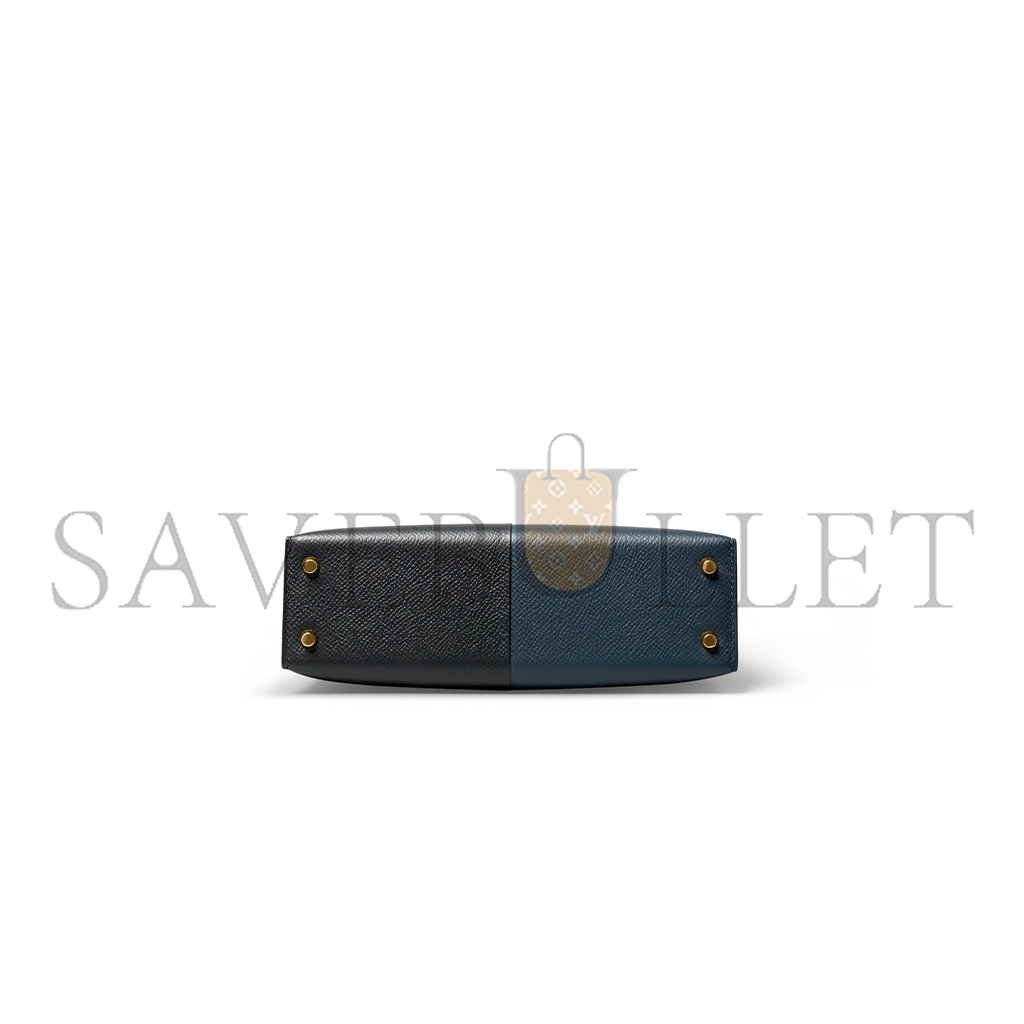 HERMÈS EDITION BLEU INDIGO, BLACK & ROUGE GRENAT EPSOM LEATHER MINI KELLY II WITH GOLD HARDWARE (19*12*5.5cm) 